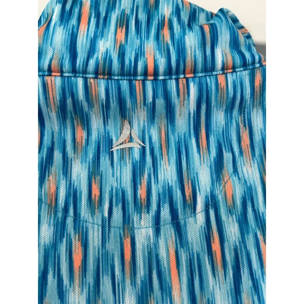Bermuda Sands Womens Sleeveless Golf Polo Top Blue Ikat Print Quarter Zip Size M - Picture 5 of 9